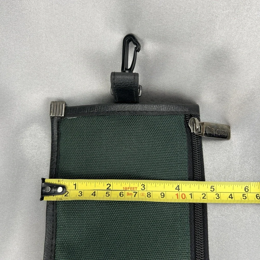 Caddy Brand Green Zipper‎ Pouch w/ Carabiner Leather Accents Golf Bag Clip VTG